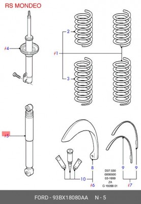 Пружина подвески 93BX-18080-AA FORD