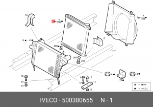 Радиатор, охлаждение двигател 500380655 IVECO