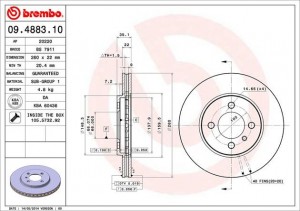 Тормозной диск 09.4883.10 BREMBO