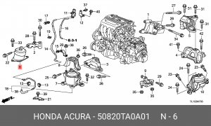 Подушка двигателя 50820-TA0-A01 HONDA