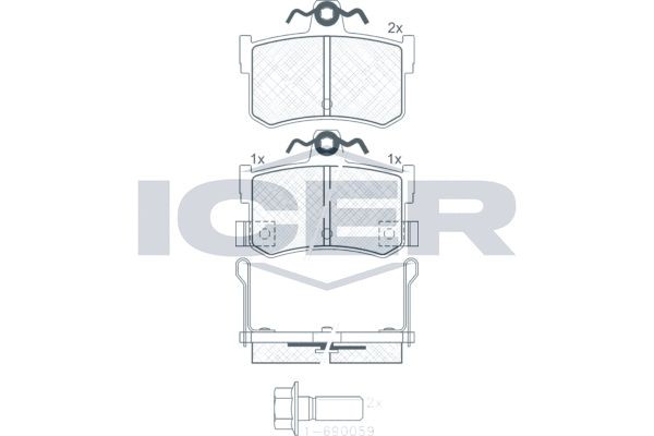 Комплект тормозных колодок, диско 180995-701 ICER