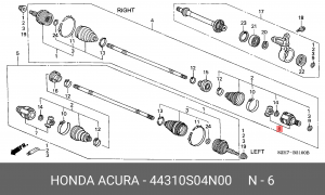 Шарнирный комплект, приводной вал 44310S04N00 HONDA