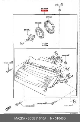Фара головного света BC5B51040A MAZDA