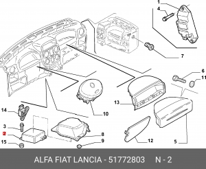 Блок управления подушками безопасности 51772803 ALFA FIAT LANCIA