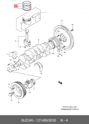 Кольца поршневые (комплект) 1214063E50 SUZUKI