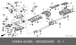 Глушитель - задняя часть системы ОГ 18030SEA000 HONDA