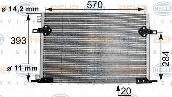 Конденсатор, кондиционер 8FC351301261 HELLA