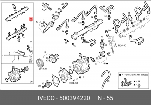 Распределительный трубопровод, топливо 500394220 IVECO
