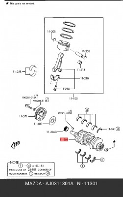 Коленвал AJ03-11-301A MAZDA