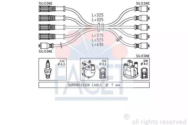 Ккомплект проводов зажигания 48421 FACET