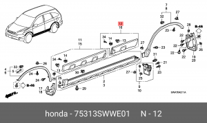Молдинг двери 75313SWWE01 HONDA