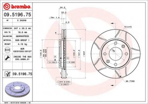 Тормозной диск 09.5196.75 BREMBO
