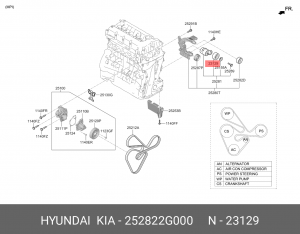 Ролик ремня приводного 252822G000 HYUNDAI KIA