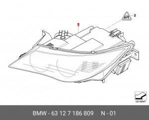 Фара головного света 63 12 7 186 809 BMW