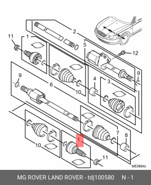 Шарнирный комплект, приводной вал TDJ100580 MG ROVER LAND ROVER