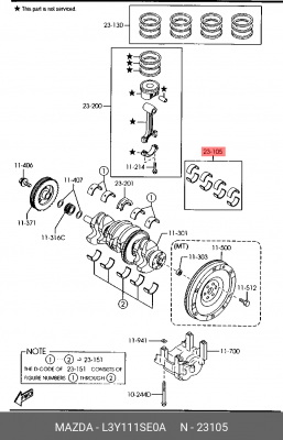 Вкладыши шатунные L3Y1-11-SE0A MAZDA