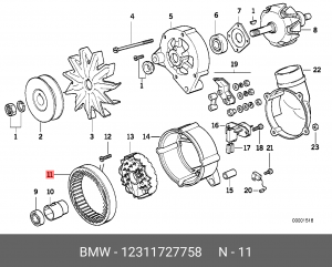 Статор, генератор 12 31 1 727 758 BMW