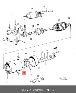 Угольная щетка, стартер 243910 VOLVO