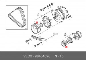 Ременный шкив, генератор 98454696 IVECO