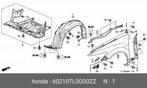 Крыло переднее 60210TL0G00ZZ HONDA