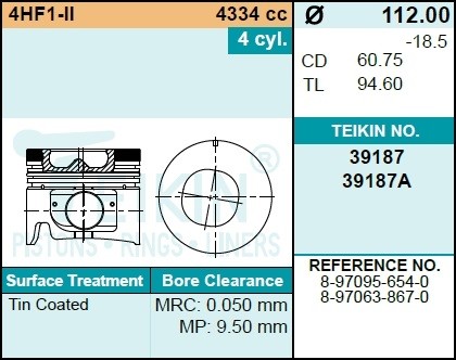 Поршень ДВС 39187ASTD TEIKIN