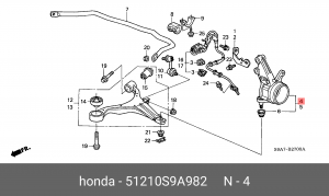 несущий / направляющий шарнир 51210S9A982 HONDA
