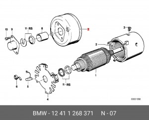Подшипник коллектора, стартер 12 41 1 268 371 BMW