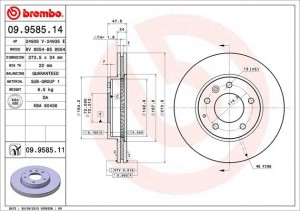 Тормозной диск 09.9585.14 BREMBO