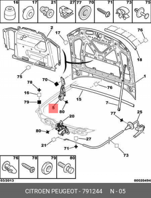 Петля - шарнир открывания капота 7912 44 CITROEN PEUGEOT