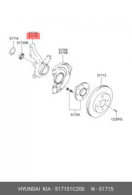 Кулак поворотный 517151C200 HYUNDAI KIA