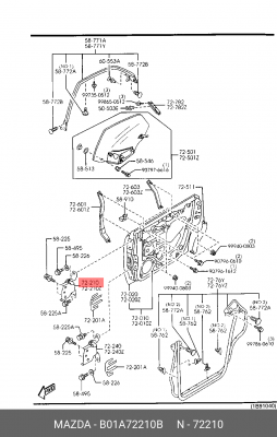 Петля - шарнир открывания двери B01A72210B MAZDA