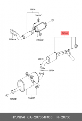 Выпускной трубопровод 287304F000 HYUNDAI KIA