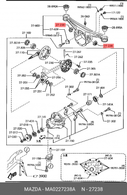 Уплотняющее кольцо, дифференциал MA02-27-238A MAZDA