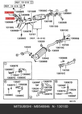 Прокладка, выпускной трубопровод MB548846 MITSUBISHI
