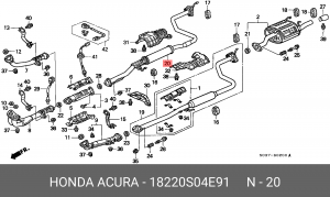 Средний глушитель выхлопных газов 18220S04E91 HONDA