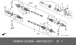 Шарнирный комплект, приводной вал 44010ST7J71 HONDA