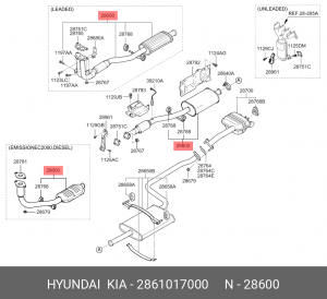 Предглушитель выхлопных газов 2861017000 HYUNDAI KIA