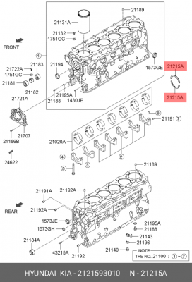 Полукольца вкладышей коленвала 2121593010 HYUNDAI KIA