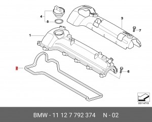 Прокладка, крышка головки цилиндра 11 12 7 792 374 BMW
