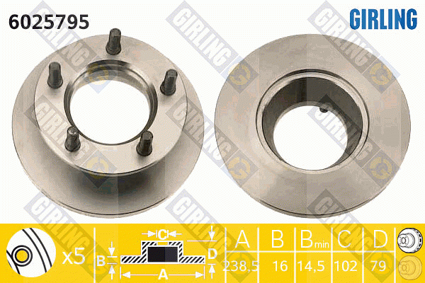 Тормозной диск 6025795 GIRLING