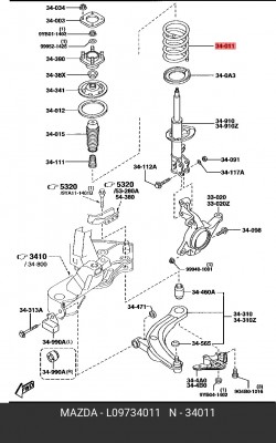 Пружина подвески L09734011 MAZDA