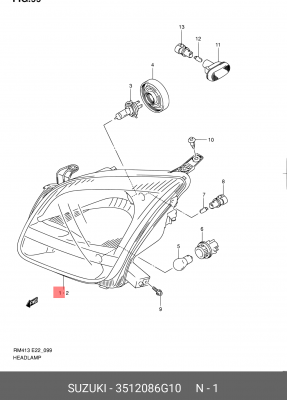Основная фара 35120-86G10 SUZUKI