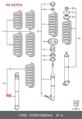 Пружина подвески H93BX-18080-AA FORD