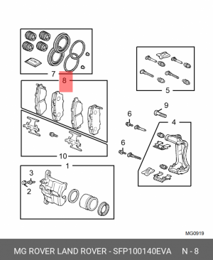 Комплект тормозных колодок, диско SFP100140EVA MG ROVER LAND ROVER