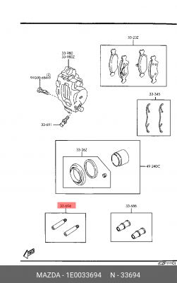 Направляющий болт, корпус скобы тормоза 1E0033694 MAZDA