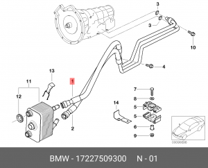 Трубка масляного радиатора АКПП 17227509300 BMW