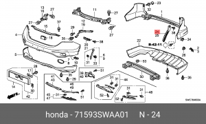 Кронштейн крепления бампера 71593SWAA01 HONDA