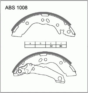 Колодки тормозные барабанные ABS1008 ALLIED NIPPON