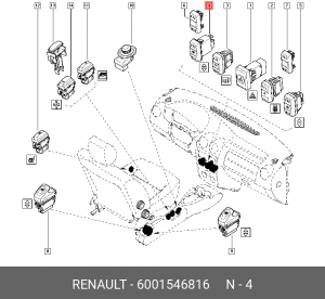 Кнопка управления стеклоподъемником 6001546816 RENAULT