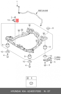 Подрамник передней подвески 624051F000 HYUNDAI KIA